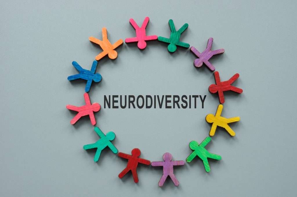 Neurodivergent 49524772 YI Colorful figures surrounding the word neurodiversity representing individualized support for children and families through the A Brighter Path to a Brighter Mind™ program